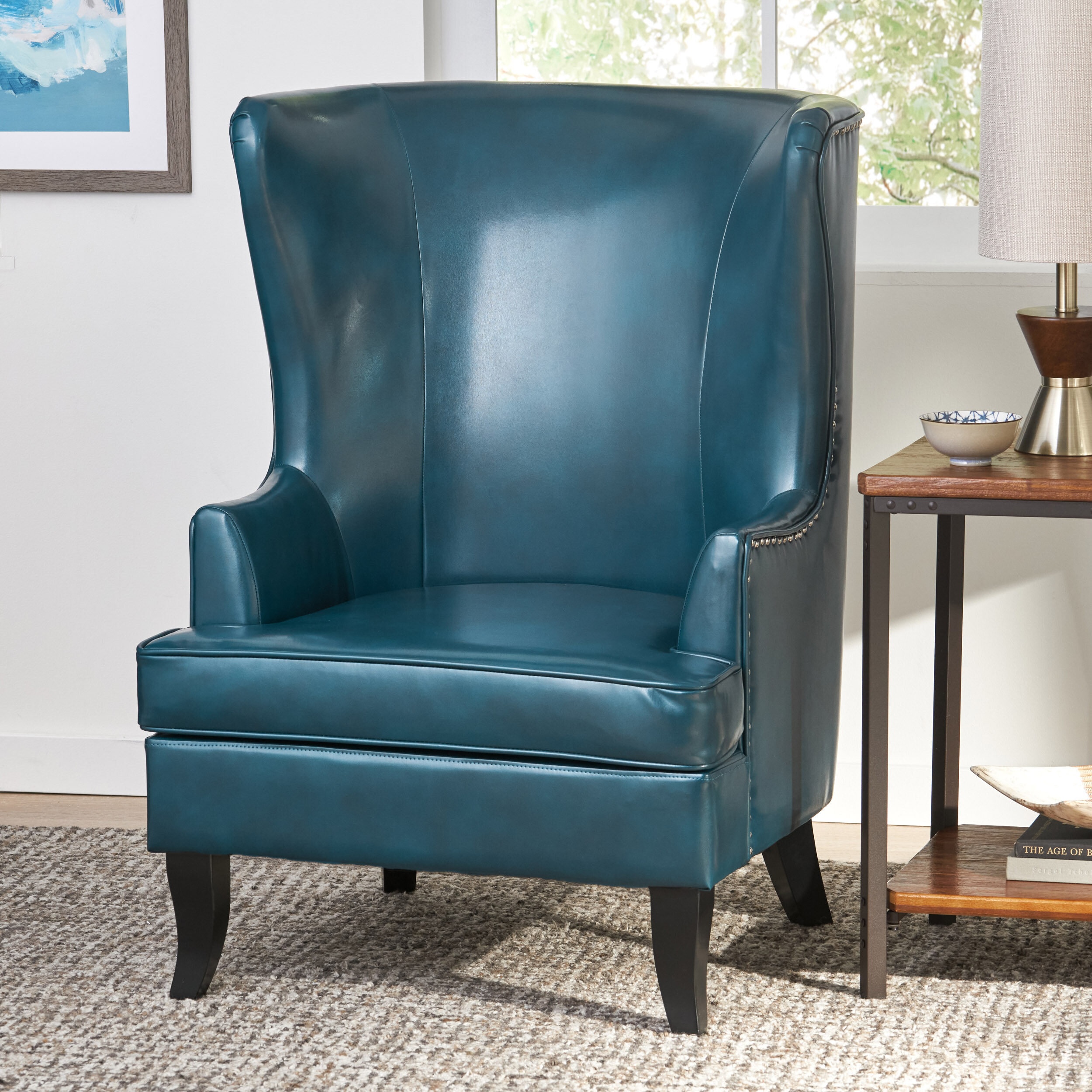 Brookport Vegan Leather Wingback Chair