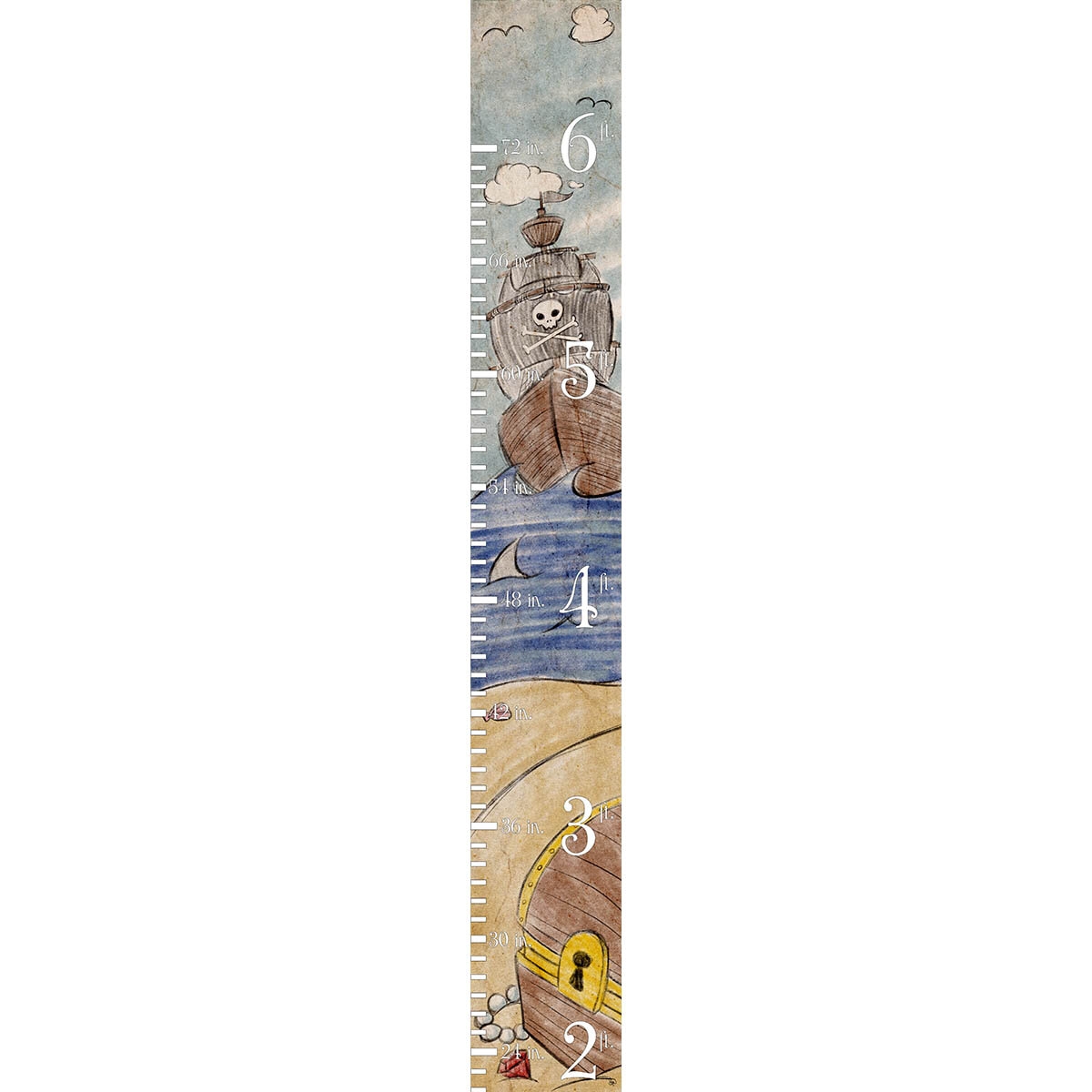Cecilia Pirate Ship and Treasure Chest Personalized Growth Chart