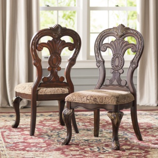 Set of 8 Country French Vintage Carved Dining Chairs, Bau