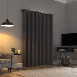 Channing Grid Texture Draft Shield Fleece Insulated 100% Blackout Grommet Curtain Panel