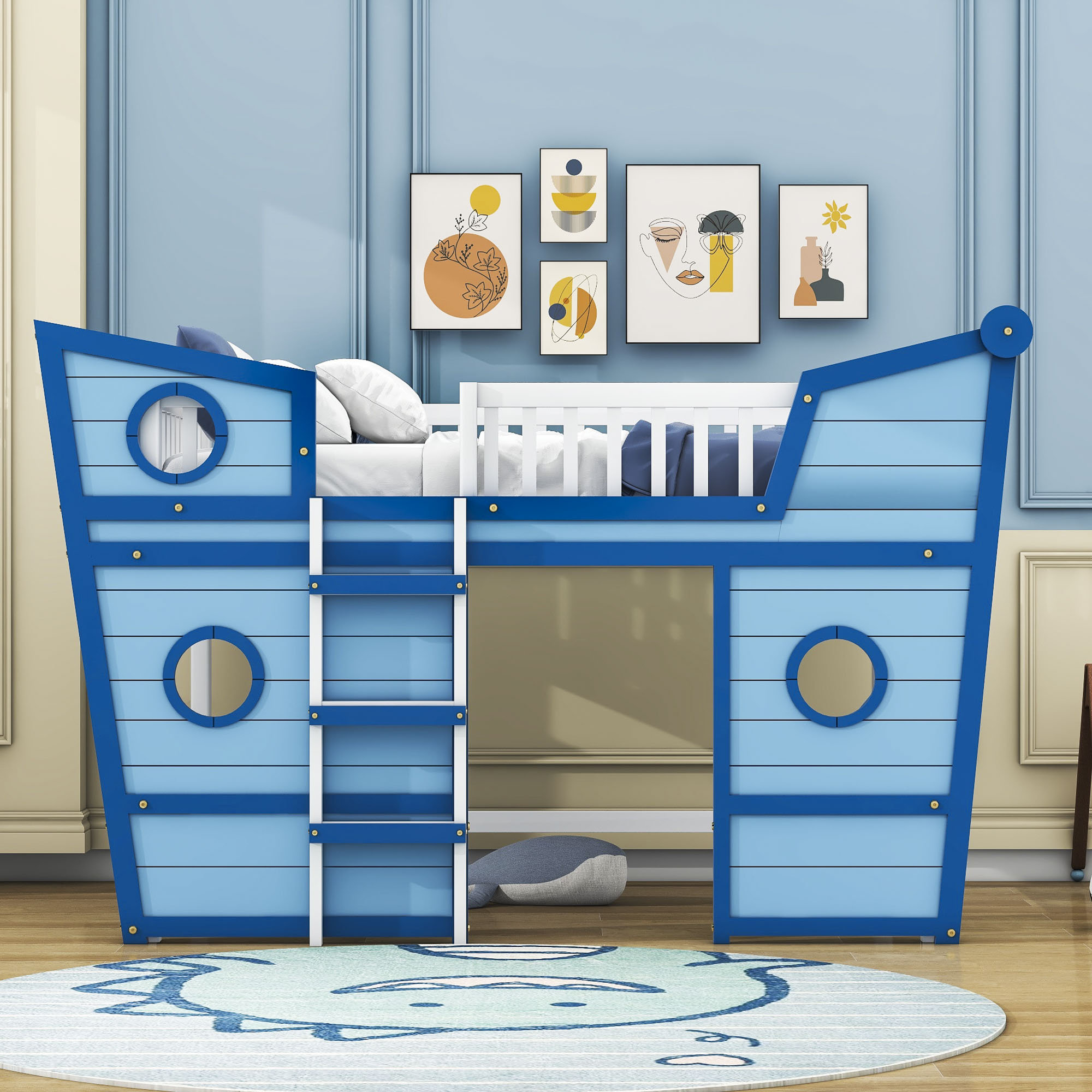 Cherene Full Size Wood Boat Shape Loft Bed