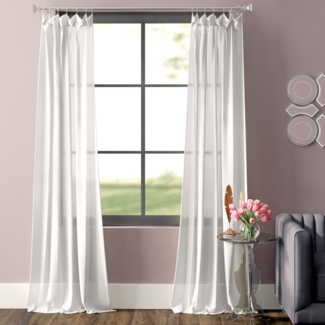 Chinon Sheer Curtains for Bedroom - Living Room Faux Linen Textured Curtains for Large Window Single Panel