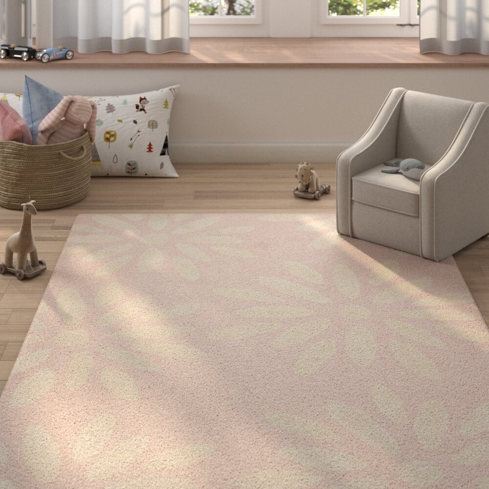 Claro Floral Handmade Tufted Wool Pink/Ivory Area Rug