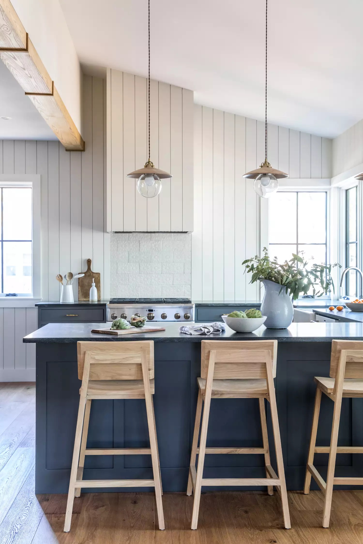 Coastal rustic kitchen with blue accents