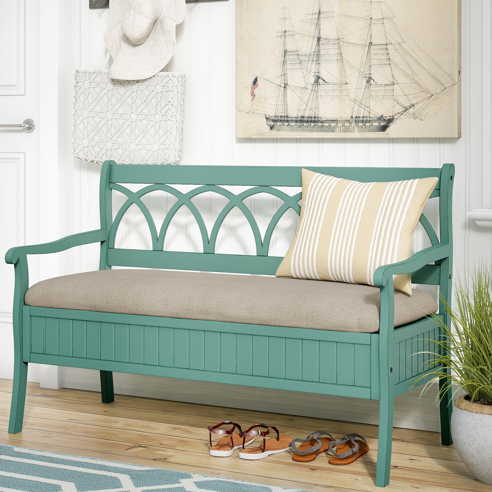 Coastal Window Bench with Storage