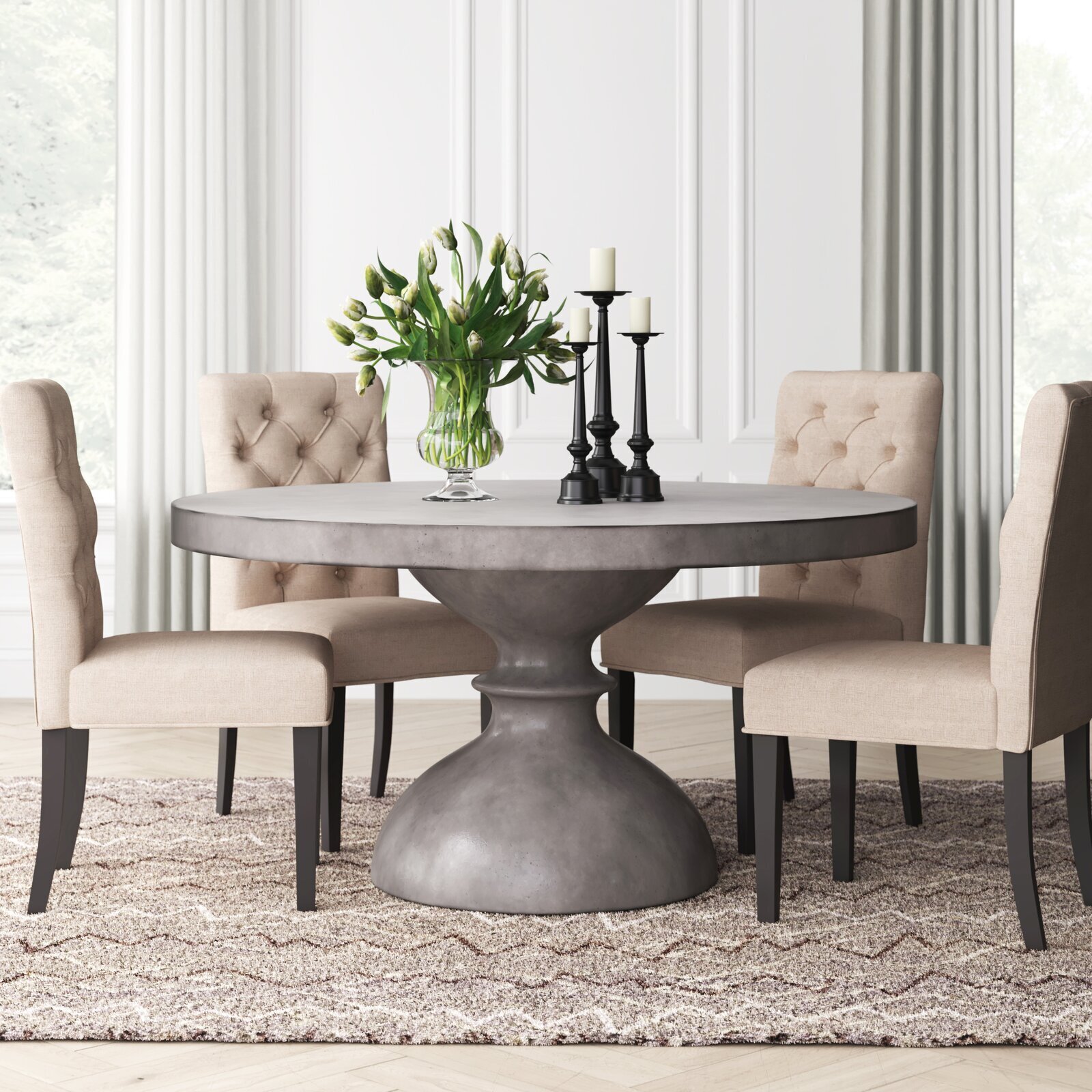 Concrete round dining table deals for 6