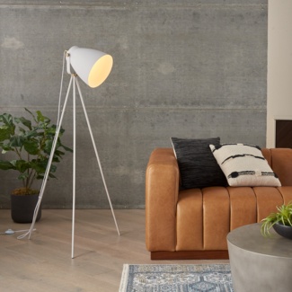 62.25 Kona Mid-century Modern Tripod Floor Lamp With Drum Shade