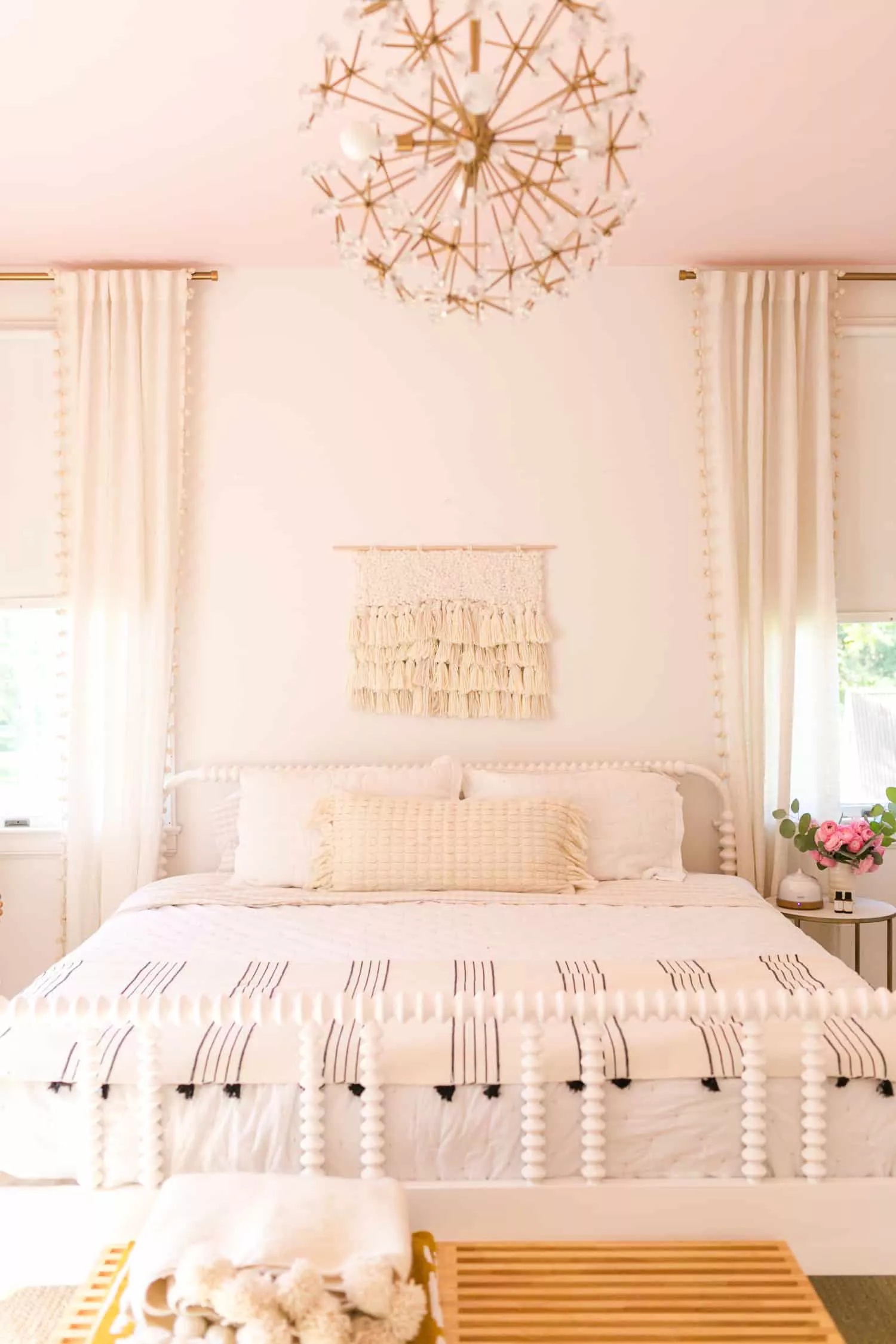 Cozy master bedroom with warm colors and textures