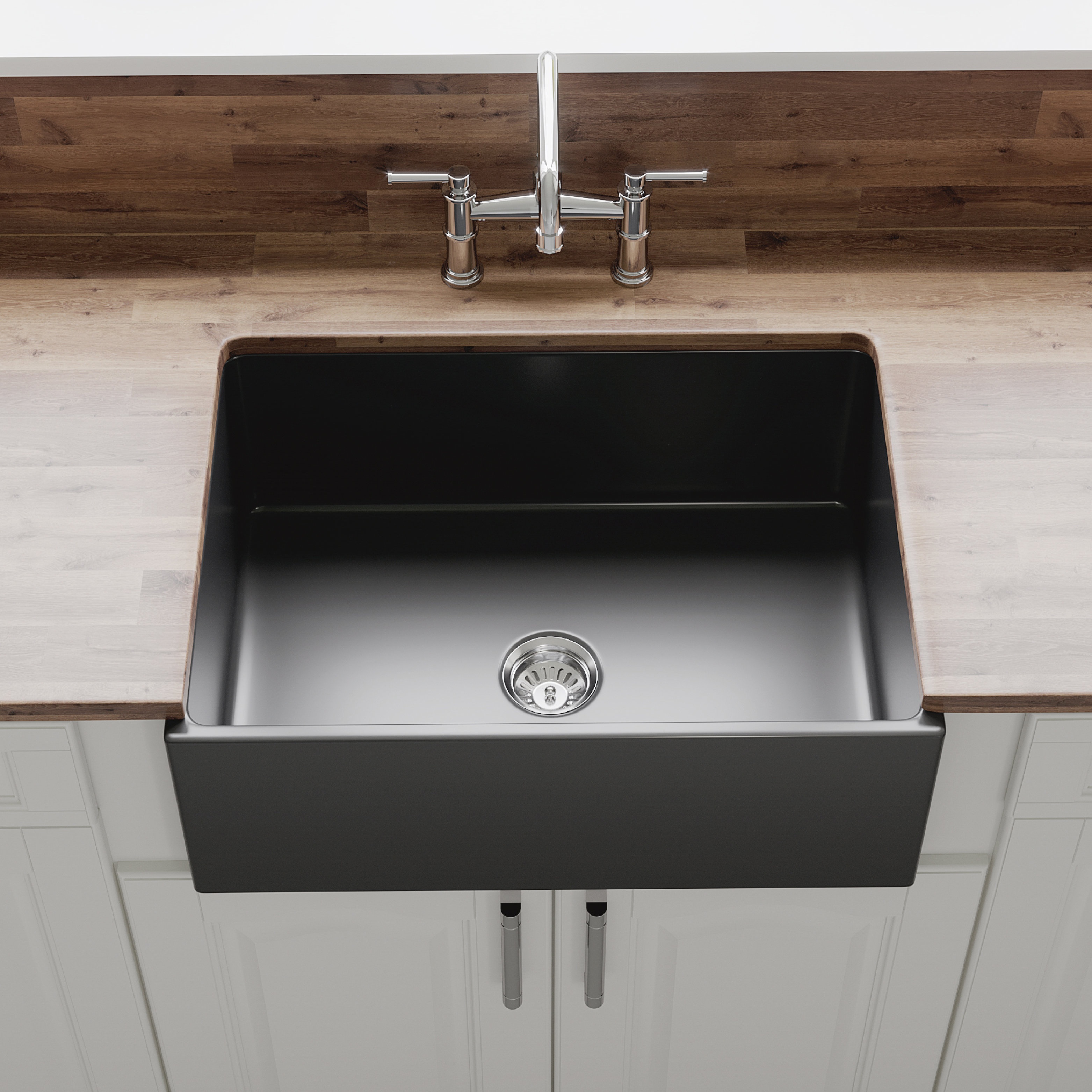 Crestwood Fireclay 27" x 18" Farmhouse Kitchen Sink