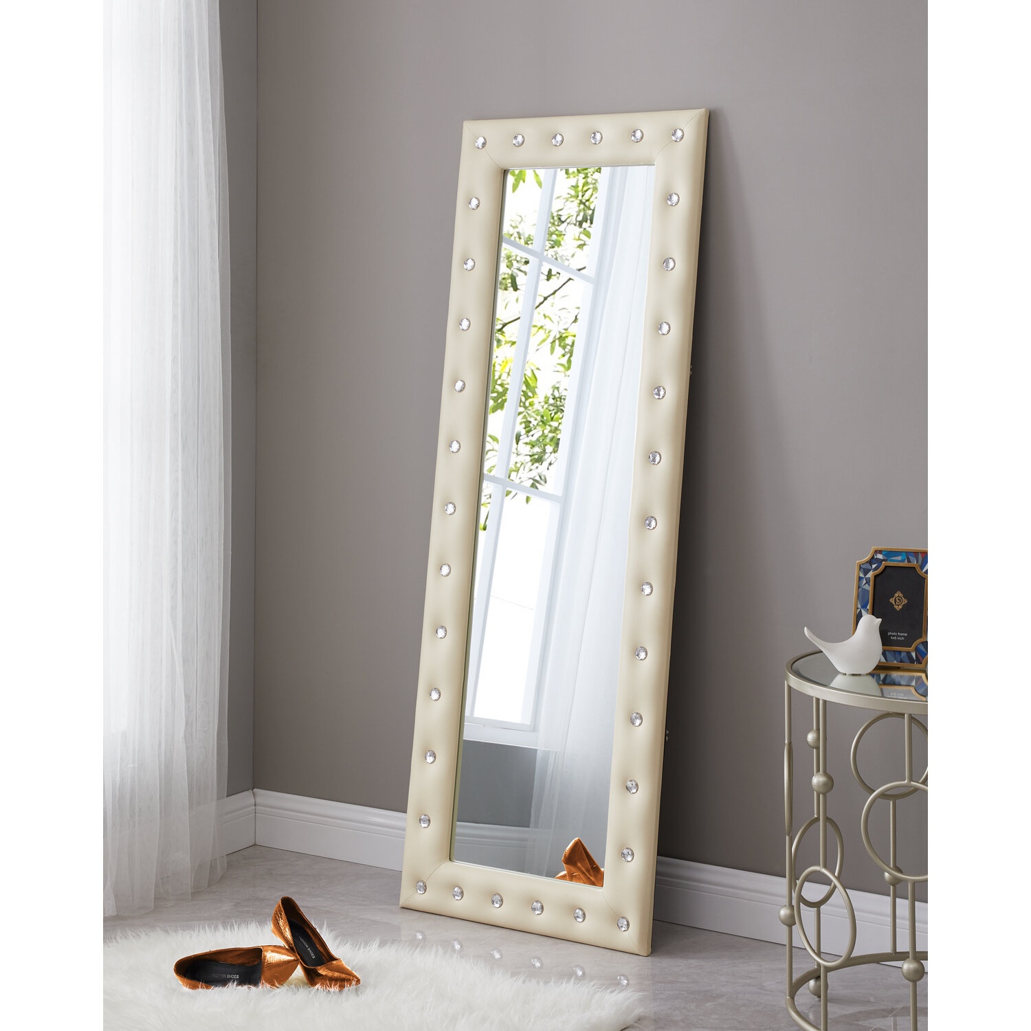 Crystal Tufted Full Length Mirror, Accent Mirror