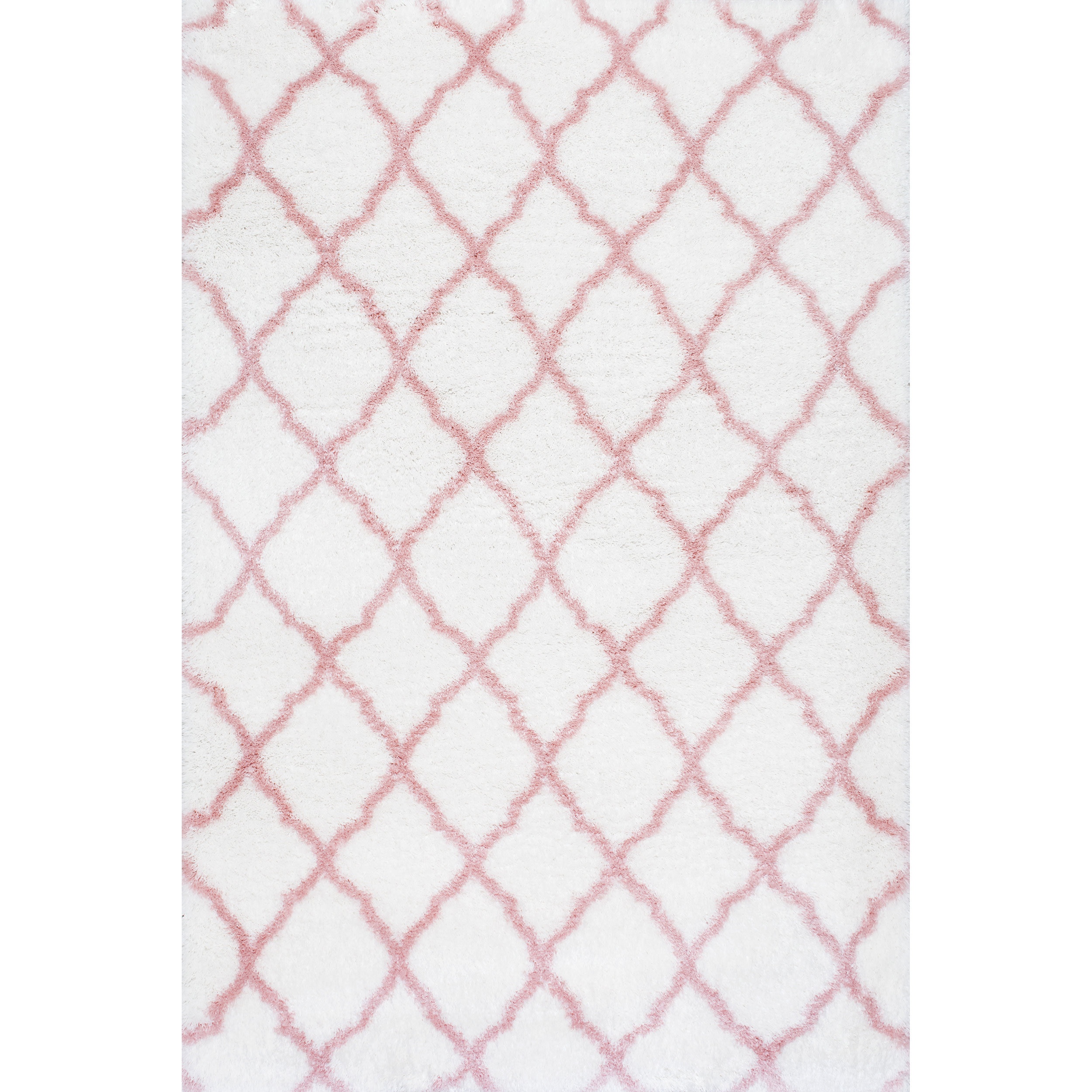 Cuanaic Trellis Shag Performance White/Pink Rug