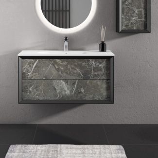 Cuyamaca 40'' Wall Mounted Single Bathroom Vanity with Ceramic Vanity Top