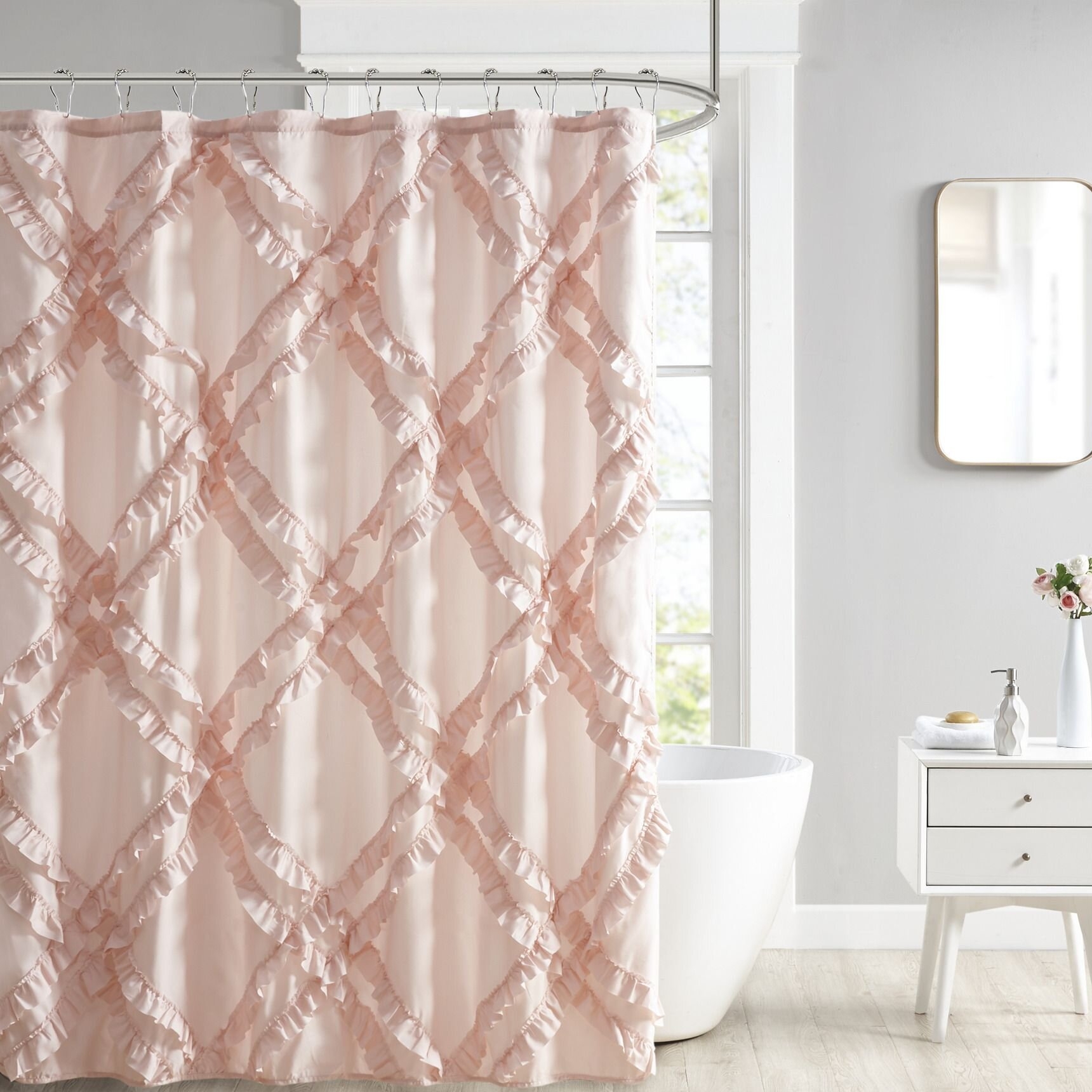 Dahlstrom Tufted Diamond Ruffle Shower Curtain