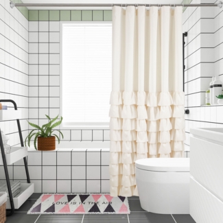 Dalhi Solid Color Single Shower Curtain + Hooks