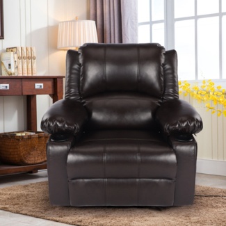Daquez 38.19" Wide Manual Swivel Rocker Recliner Chair with Massager and Heat