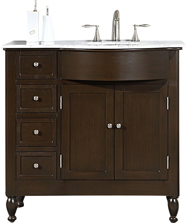 Davian 38'' Free-standing Single Bathroom Vanity with Marble Vanity Top