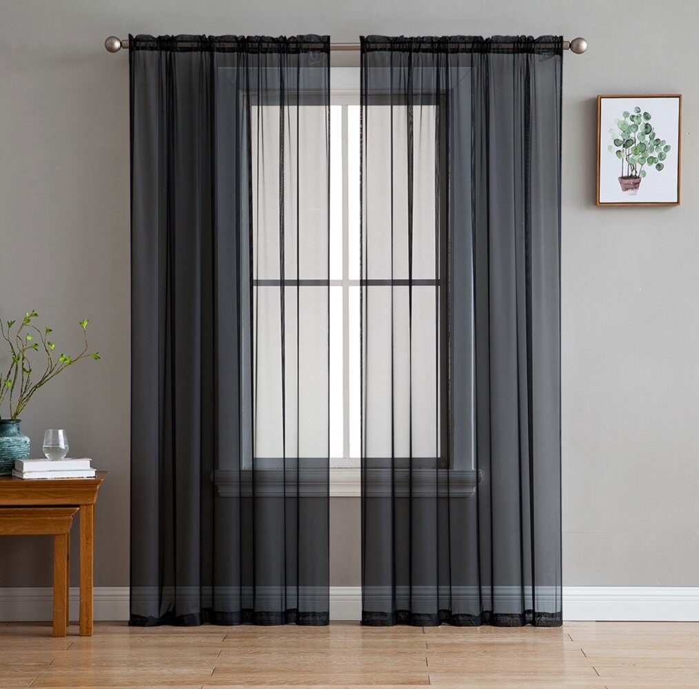 Daxin Polyester Sheer Curtain Pair