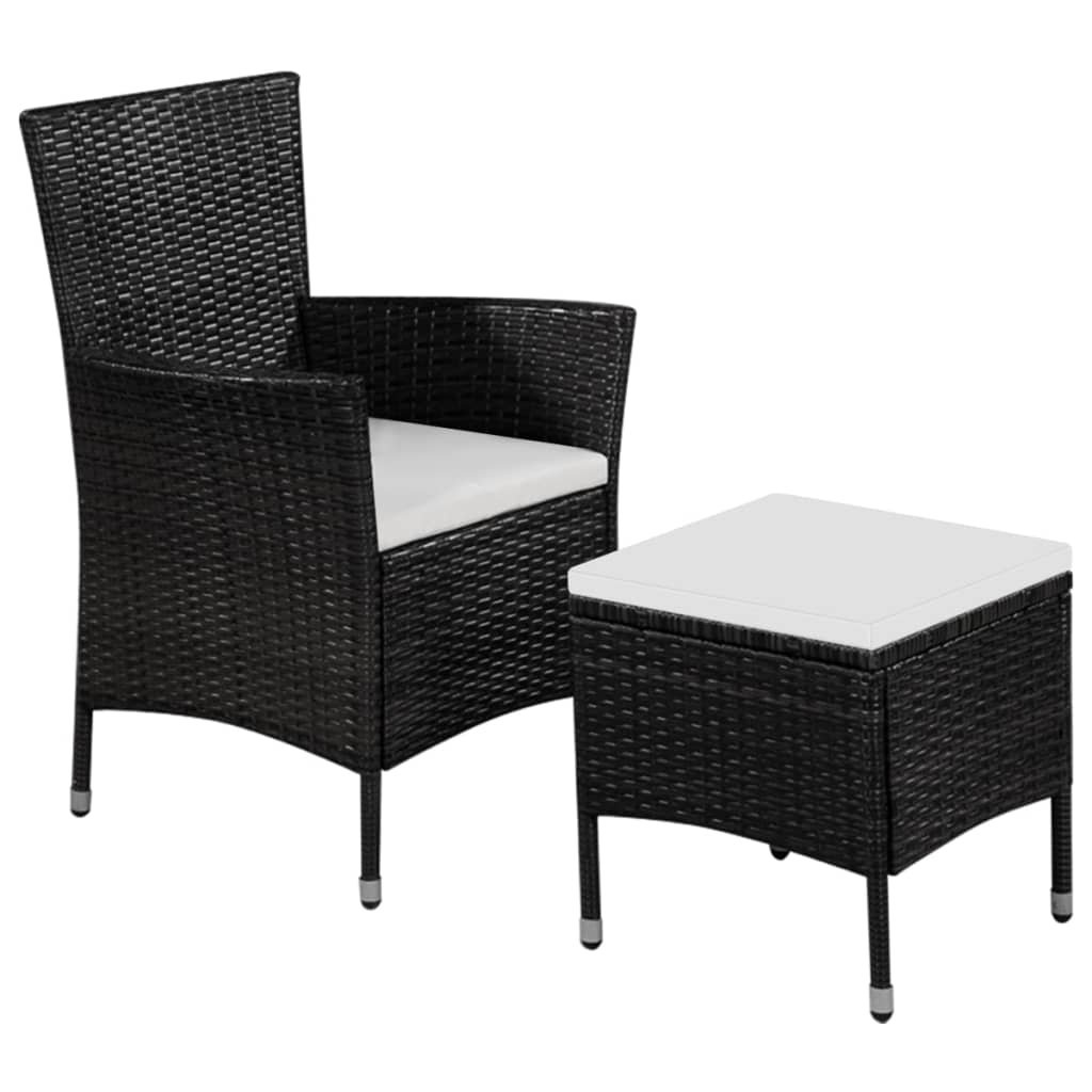 Debelis Poly Rattan Patio Chair with Cushions and Ottoman