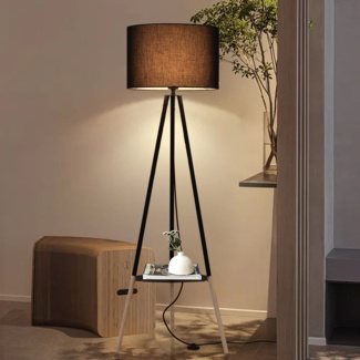 62.25 Kona Mid-century Modern Tripod Floor Lamp With Drum Shade