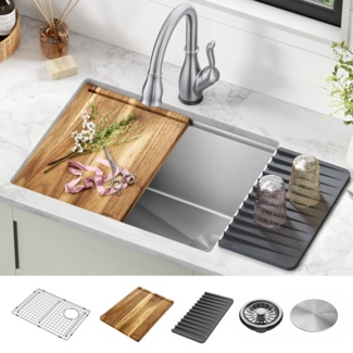 Delta Lorelai 19'' W Single Bowl Stainless Steel Farmhouse Kitchen Sink with 1 Faucet Hole