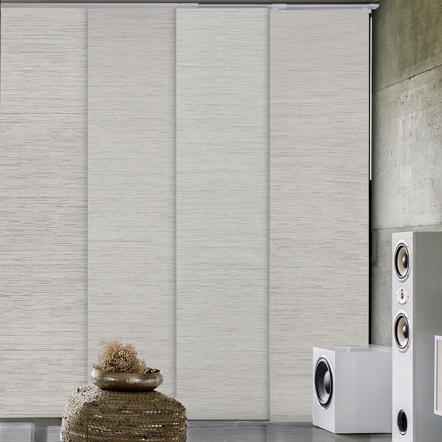 Deluxe Blackout White/Grayish/Green Vertical Blind