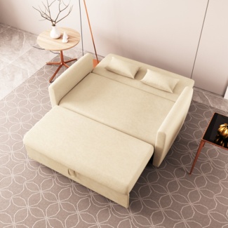 Deriana 55" Velvet Round Arm Sofa Bed