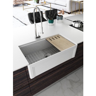 Diamond 33" L x 18" W Farmhouse Kitchen Sink with Basket Strainer