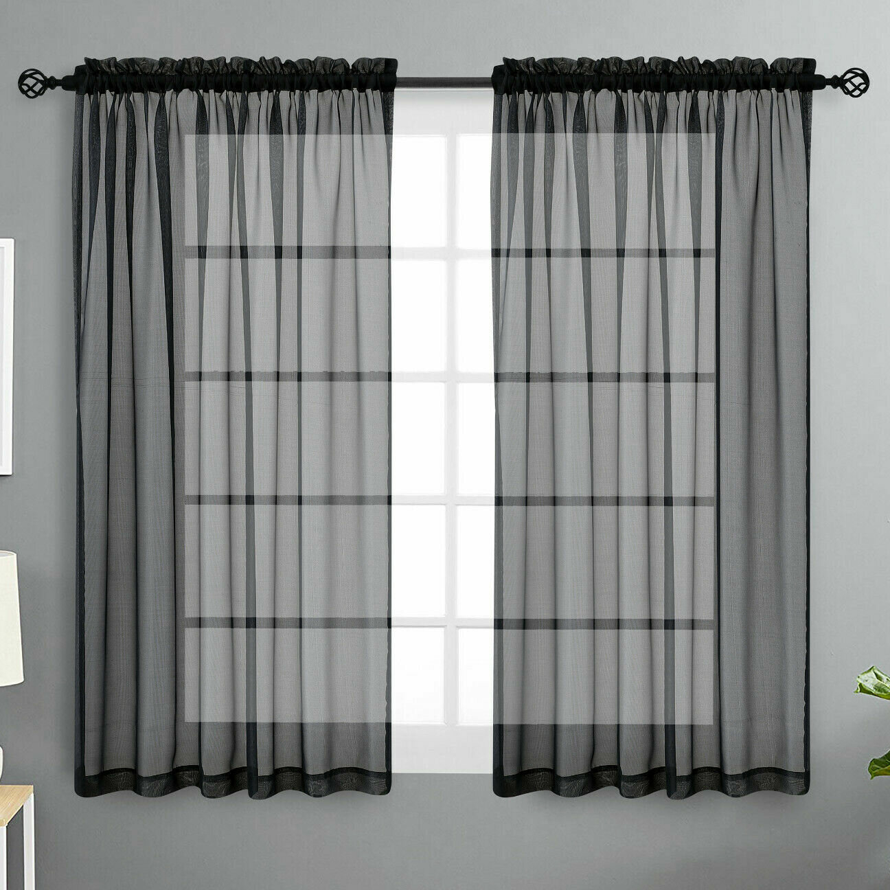 Dima Polyester Sheer Curtain Pair
