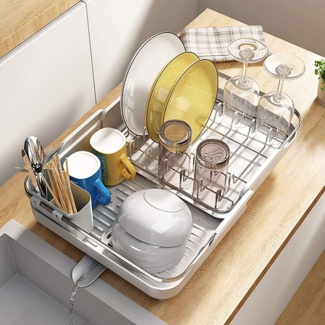 Dish Drying Rack Easy To Assemble Large Capacity Stainless Steel