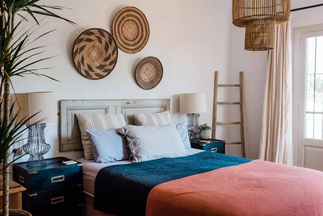 Dreamy bedroom with soft colors and flowing curtains