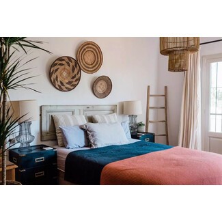 Dreamy bedroom with soft colors and flowing curtains