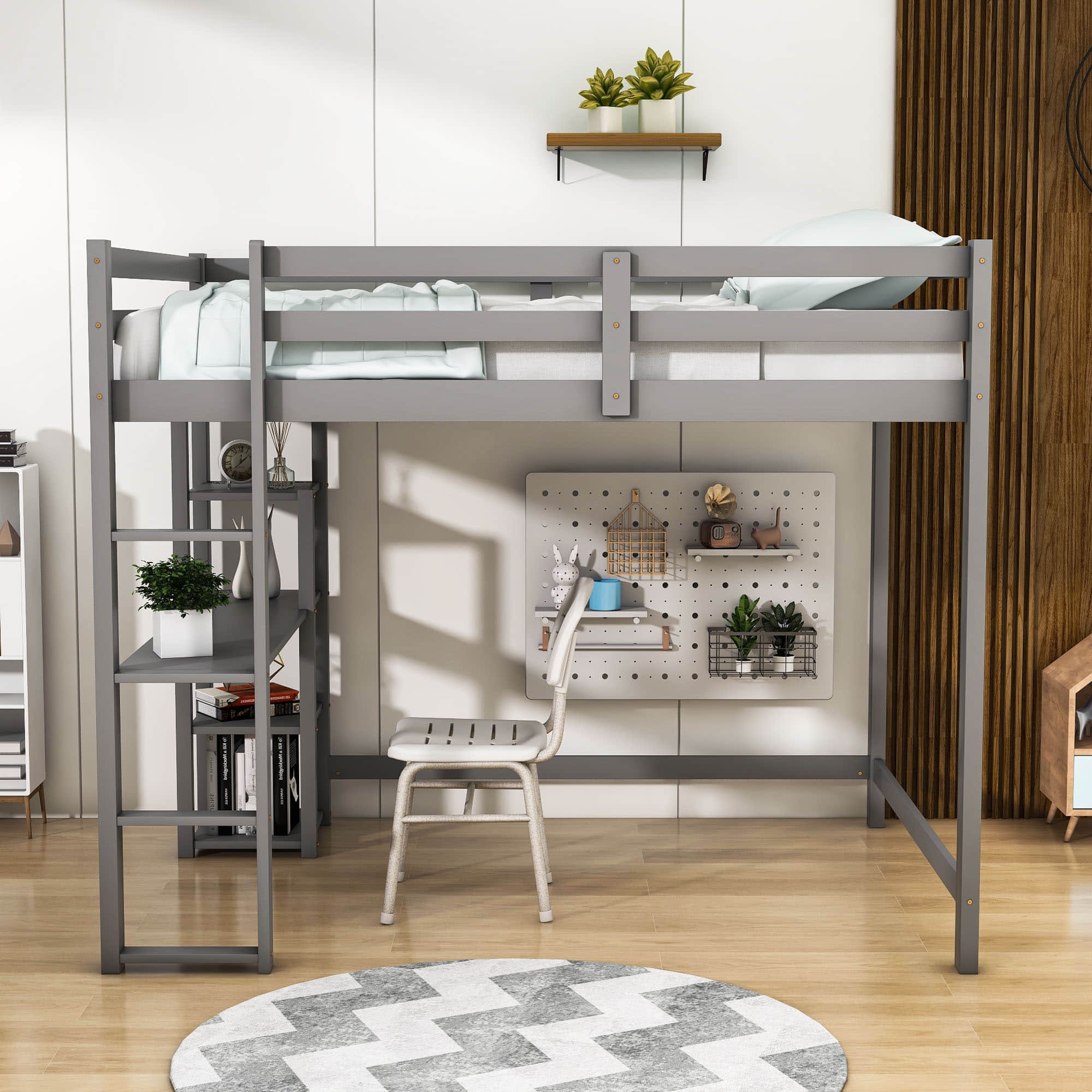 Kane twin loft bed store with bookshelf instructions