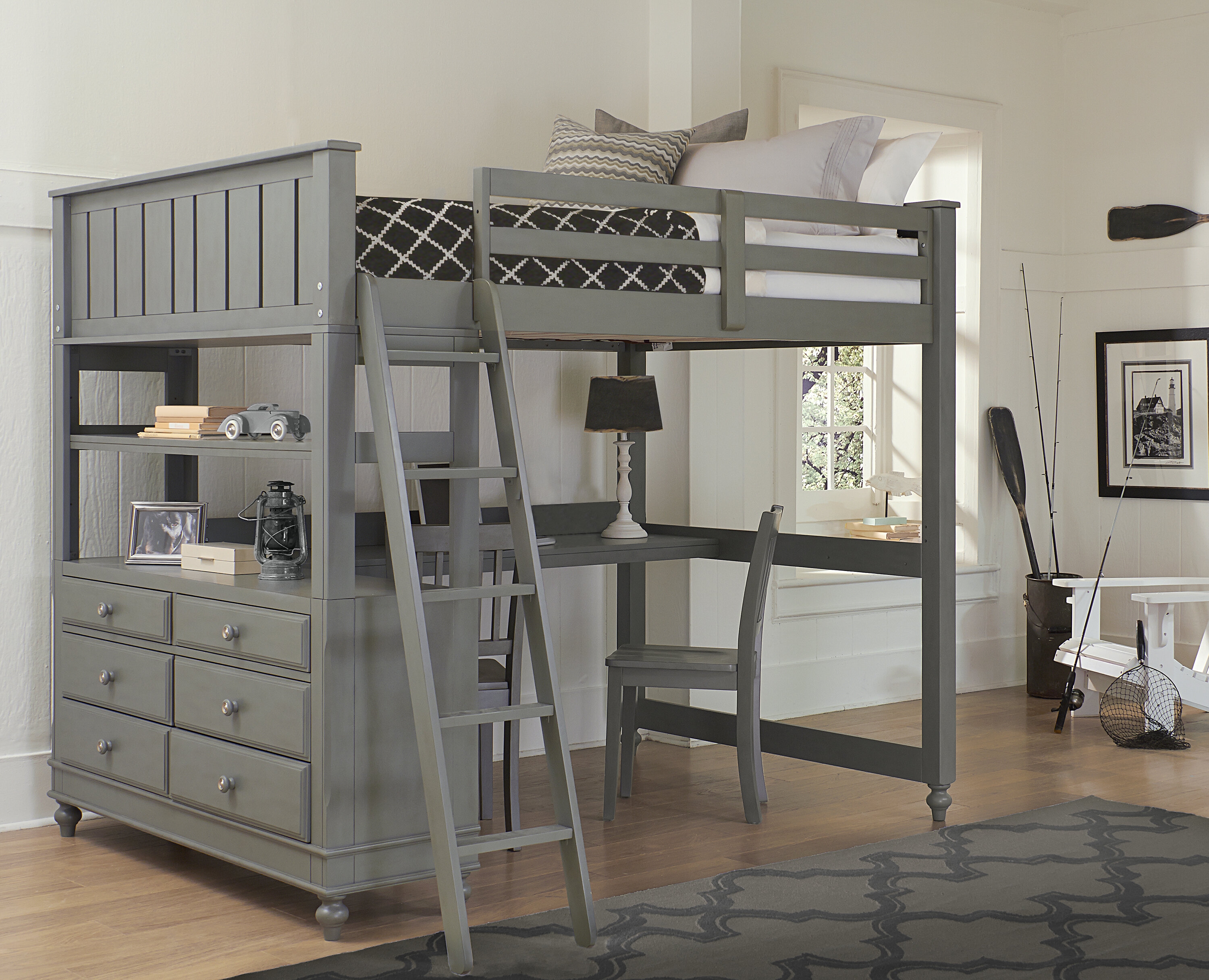 Durm Solid Wood Loft Bed with Built-in-Desk by Harriet Bee