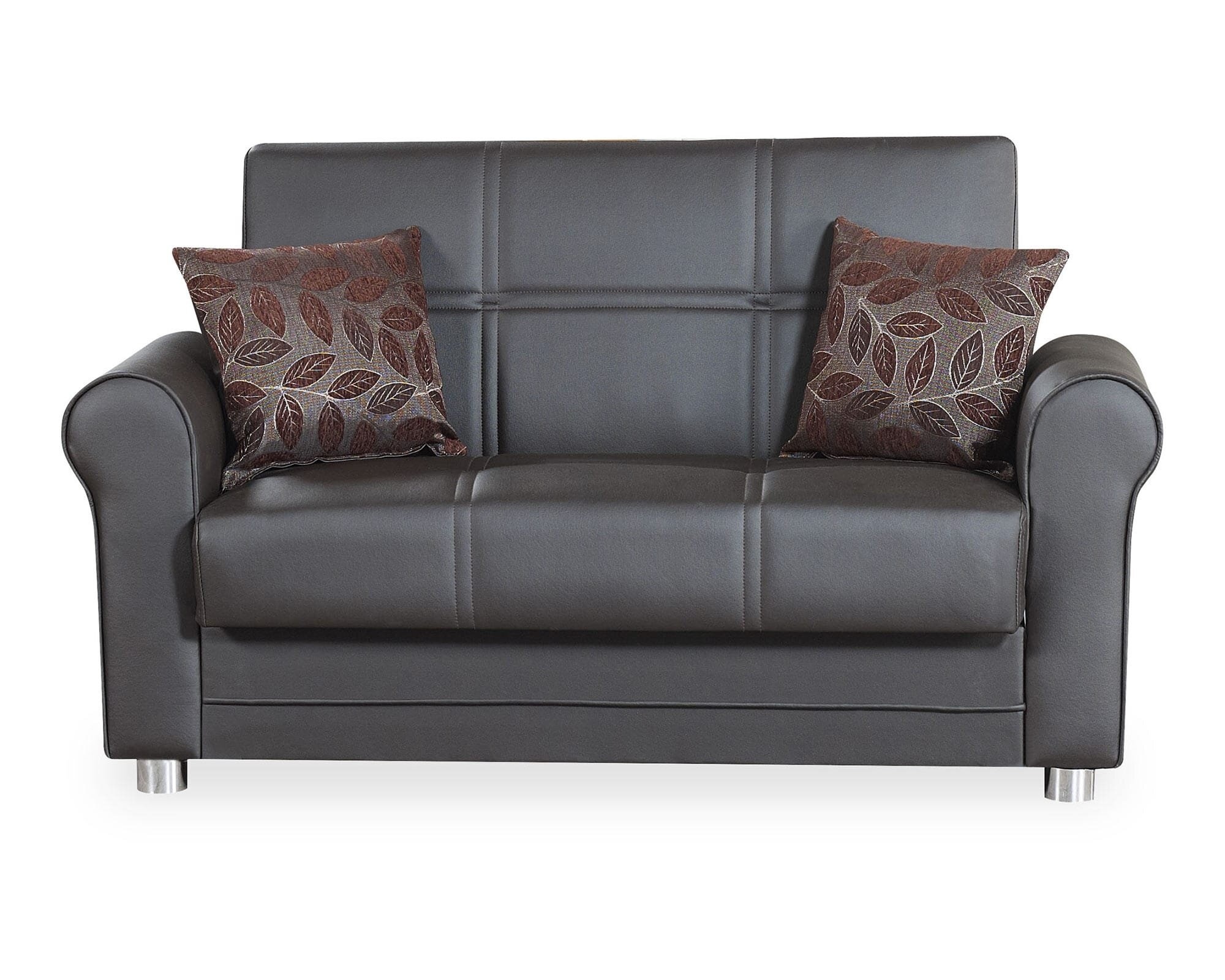 Ehan 63" Faux Leather Rolled Arm Sofa Bed