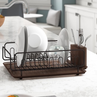 GSlife Dish Drying Rack with Drainboard - 2 in Set Dish Rack for Kitchen  Counter, Set of Pot Lid Holder and Dish Racks, Raised Drain Tray for Sink