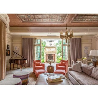 Formal living room with fancy ceiling tiles