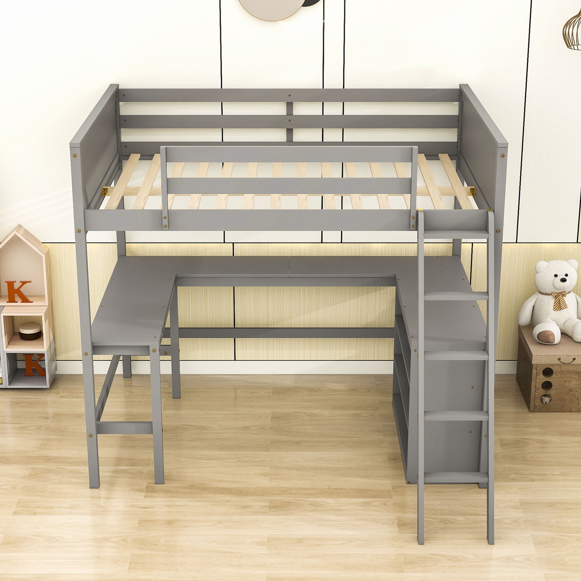 Elisheva Full Loft Bed with Built-in-Desk by Harriet Bee