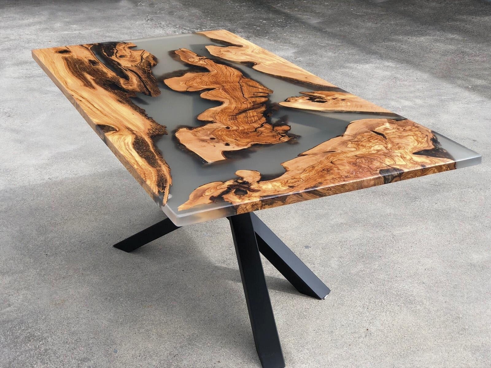 Epoxy 70.86'' Iron Pedestal Dining Table