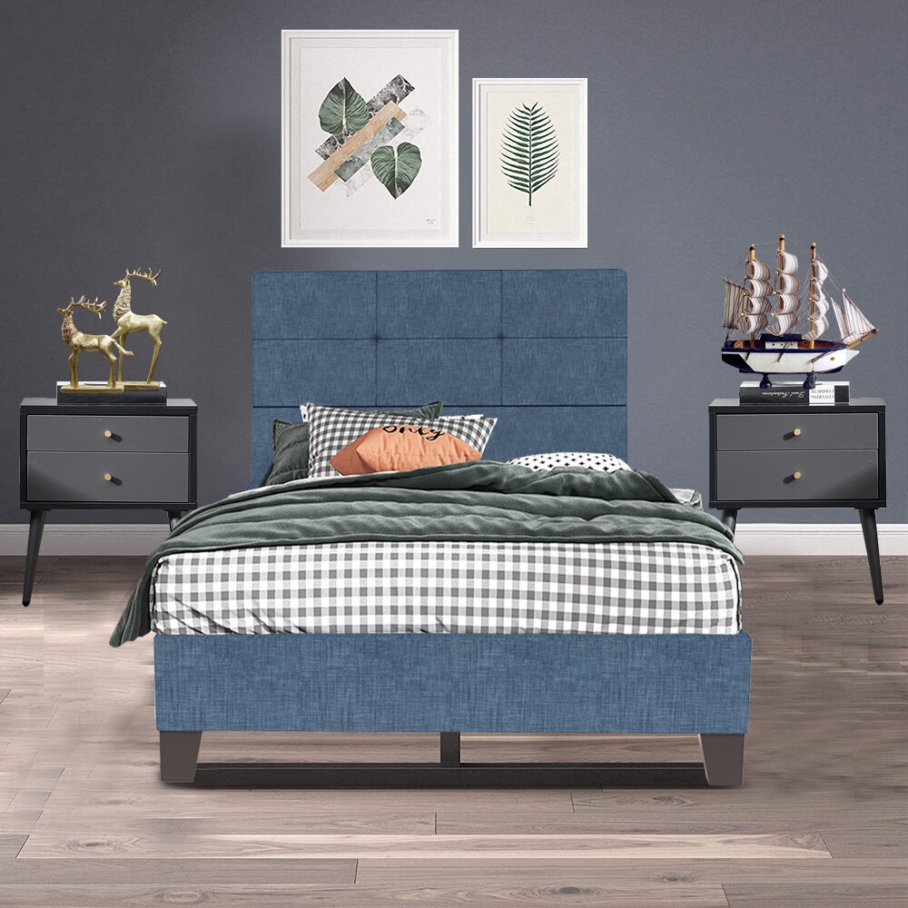 Blackstone upholstered square stitched deals platform bed