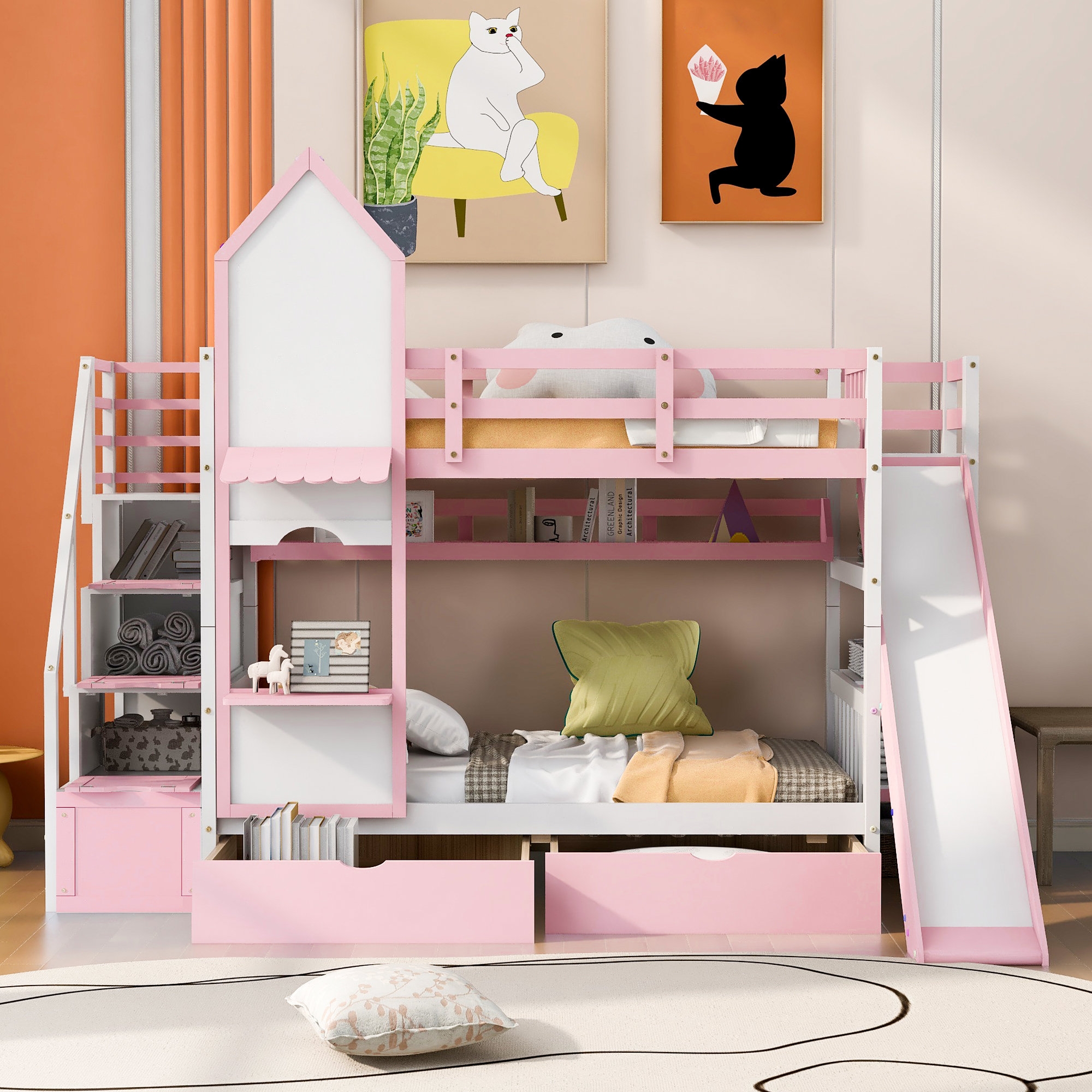 Euless 2 Drawer Standard Bunk Bed with Shelves by Harper Orchard