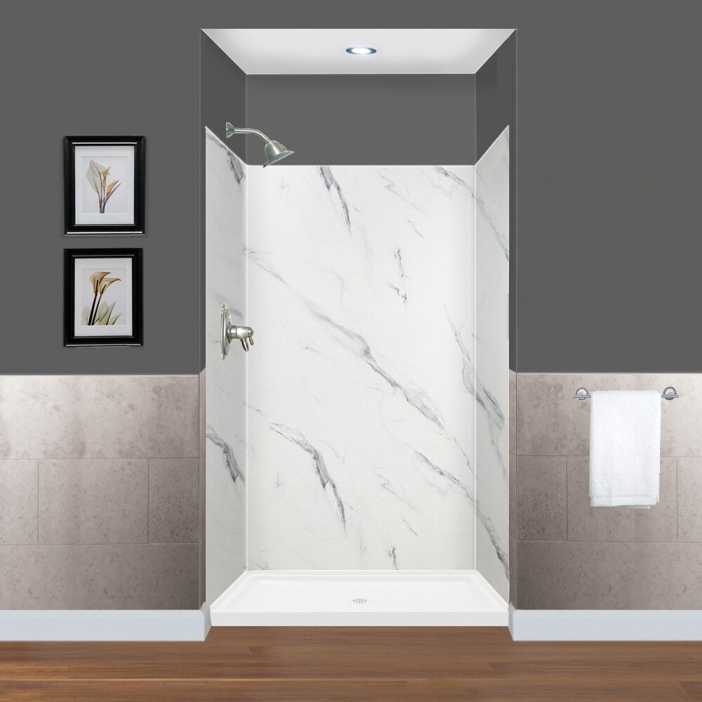 Expressions 48" W x 36" D 3 Panel Shower Wall with Silicone Adhesive Tube