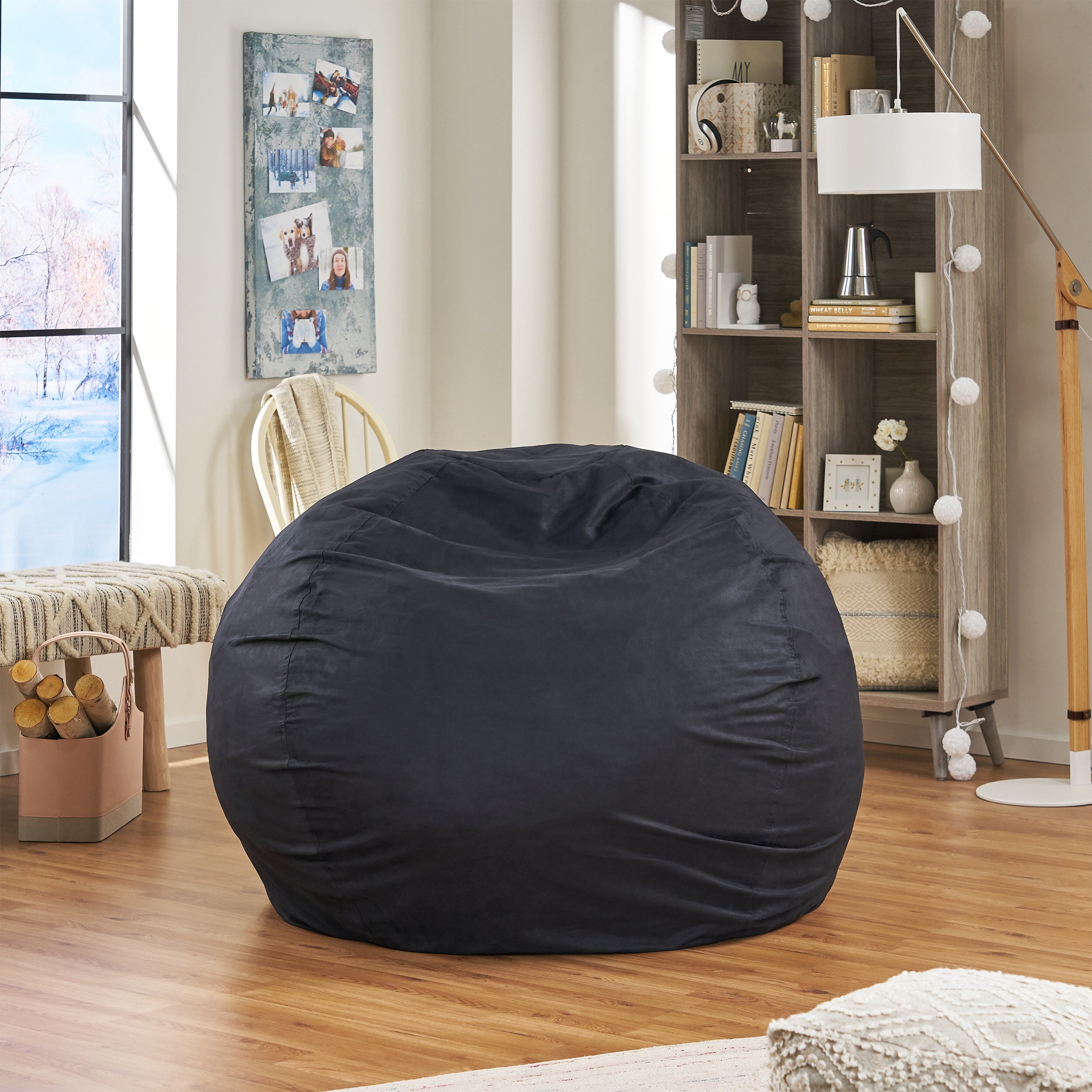 Large Faux Leather Bean Bag Chairs Cover for Adults Washable Ultra Soft  Bean Bag Chair Cover for Floor Seating,Lounge Relaxing,Video Games,Movie