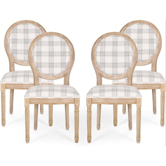 Fabric King Louis Back Side Chair in Gray/Beige