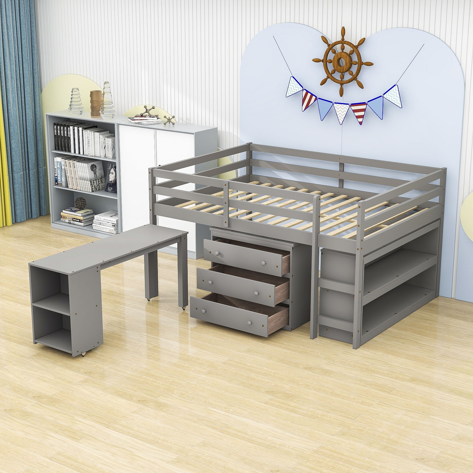 Fanechka Full 3 Drawer Loft Bed with Built-in-Desk by Harriet Bee