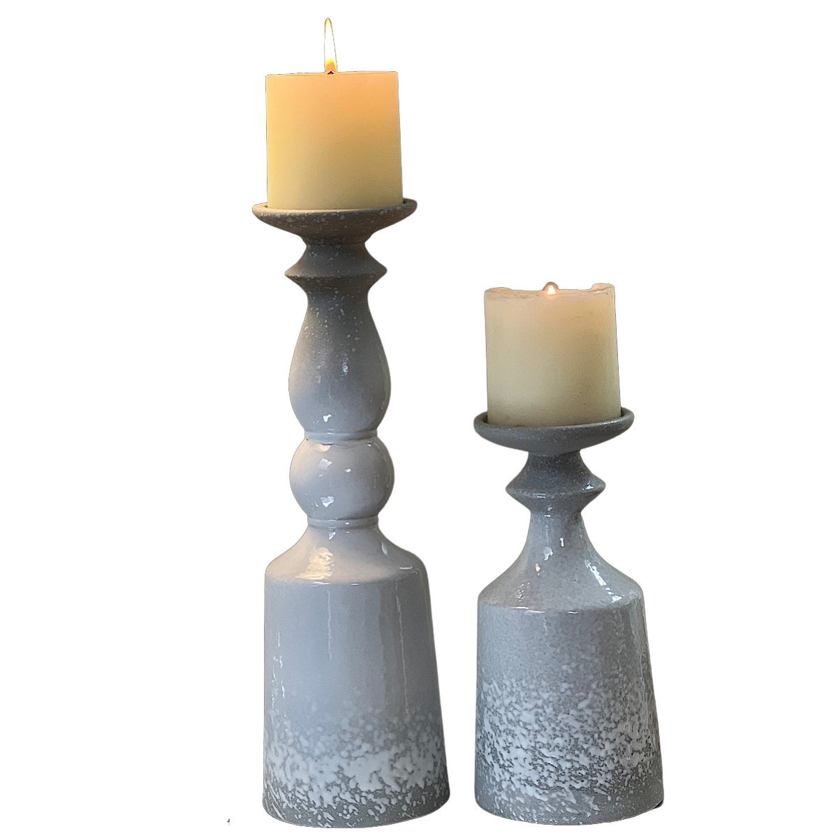 Farmhouse Chic 2 Piece Ceramic Candlestick Set