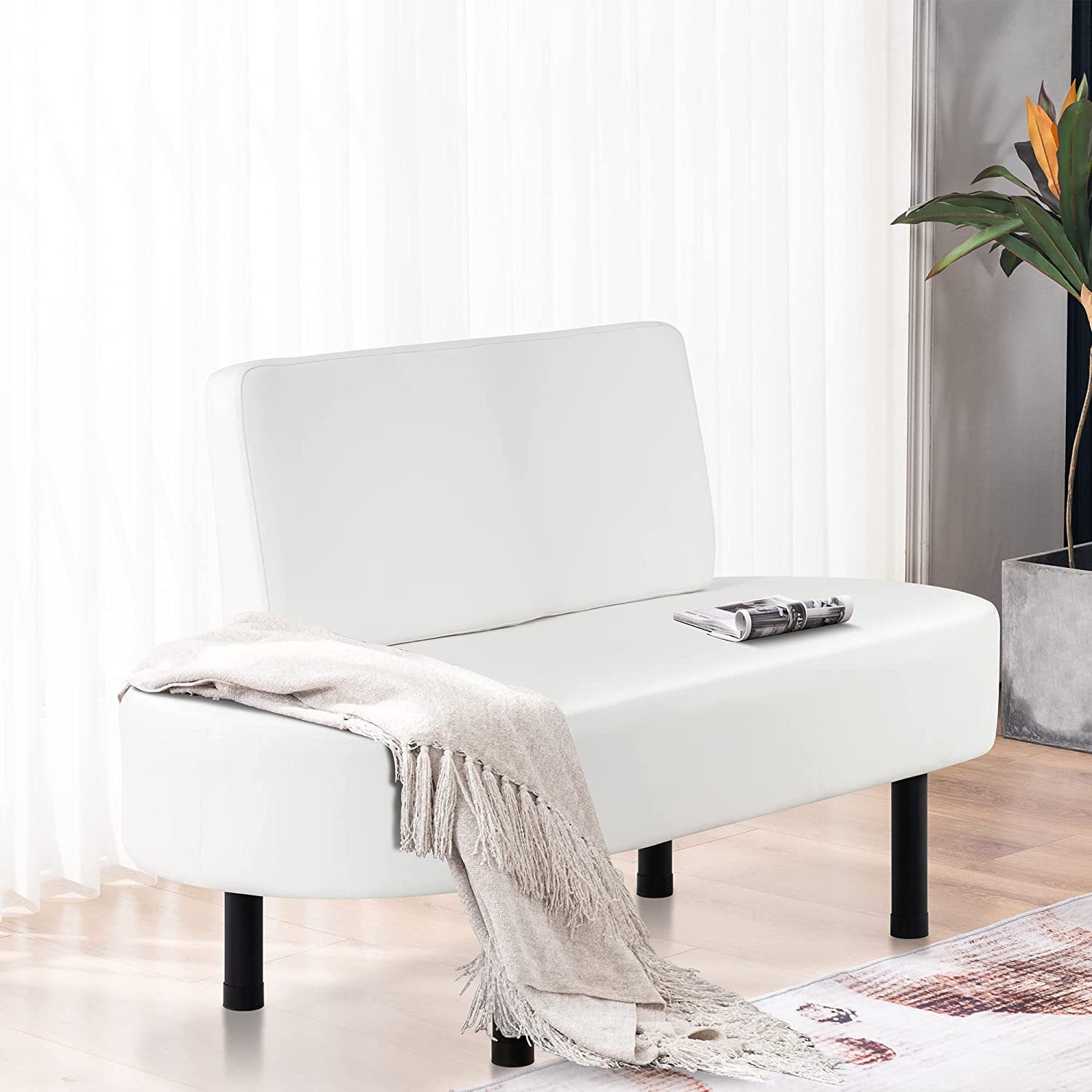 Faux Leather Bench