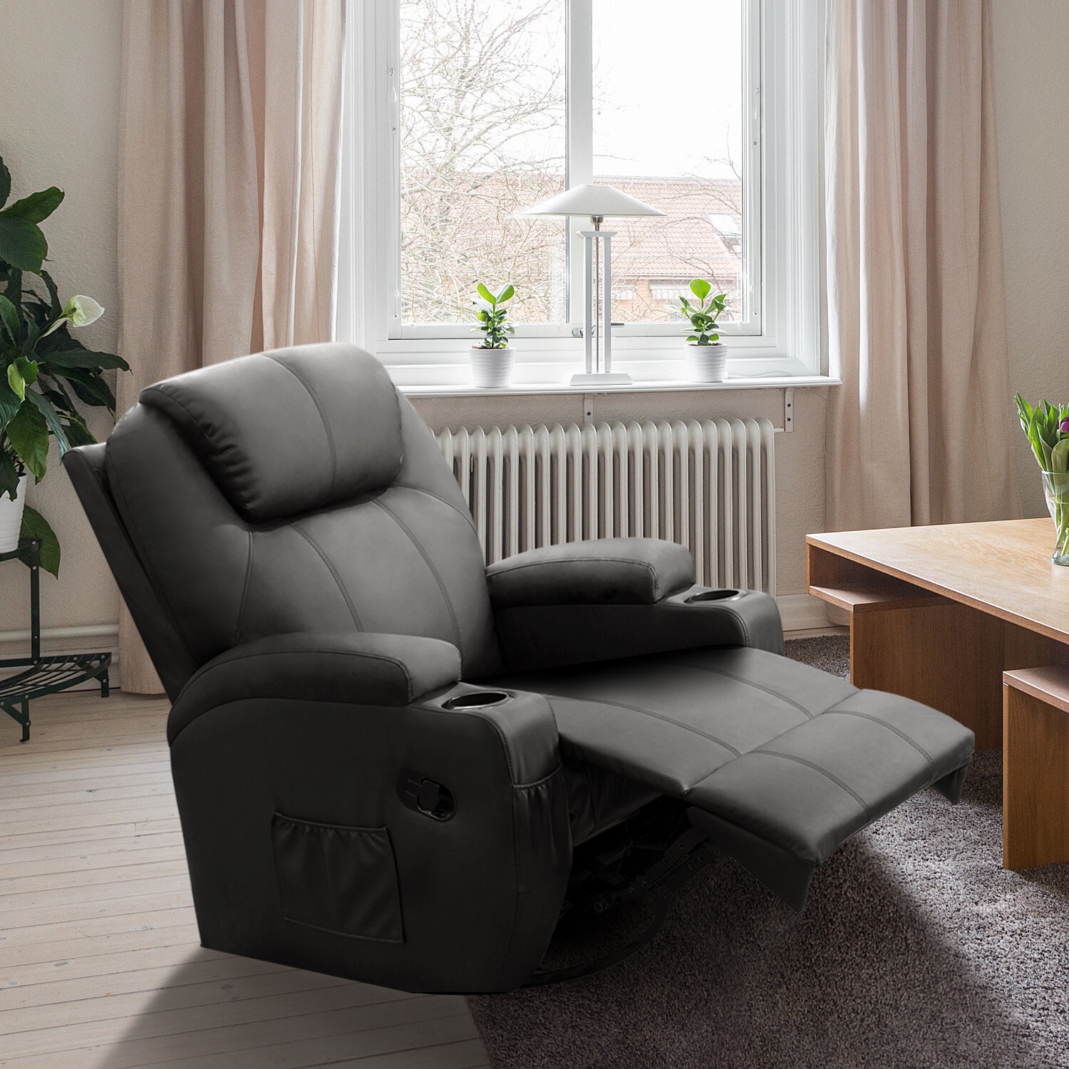 Faux Leather Heated Massage Chair