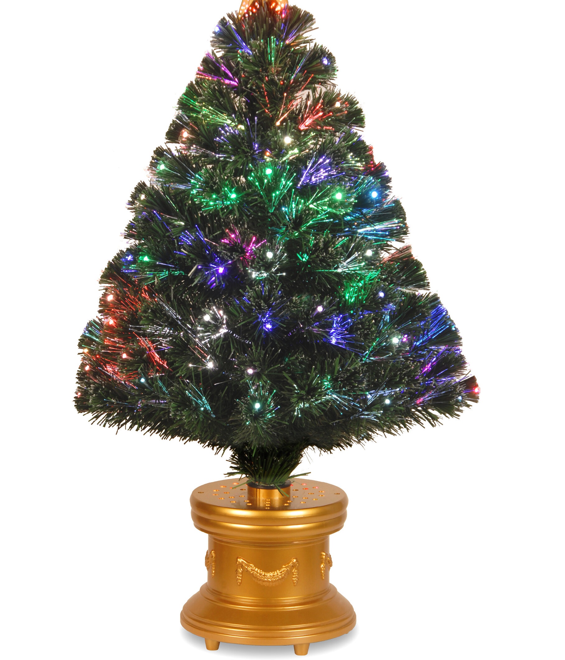 Fiber Optic 32'' Lighted Artificial Pine Christmas Tree