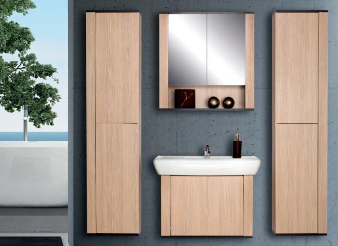 Fichera 53" Single Bathroom Vanity Set with Mirror and Cabinet