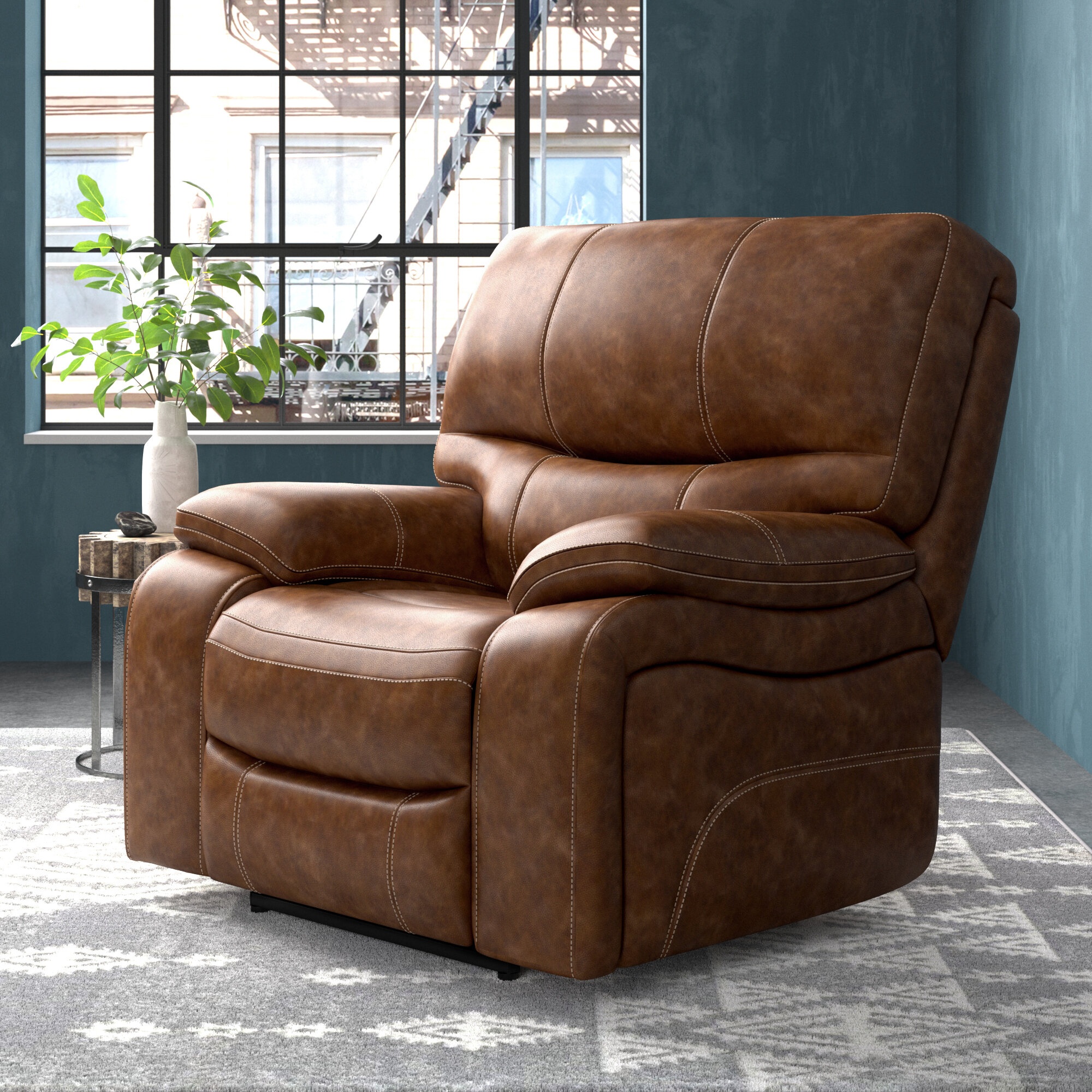 Top grain deals leather recliner chair